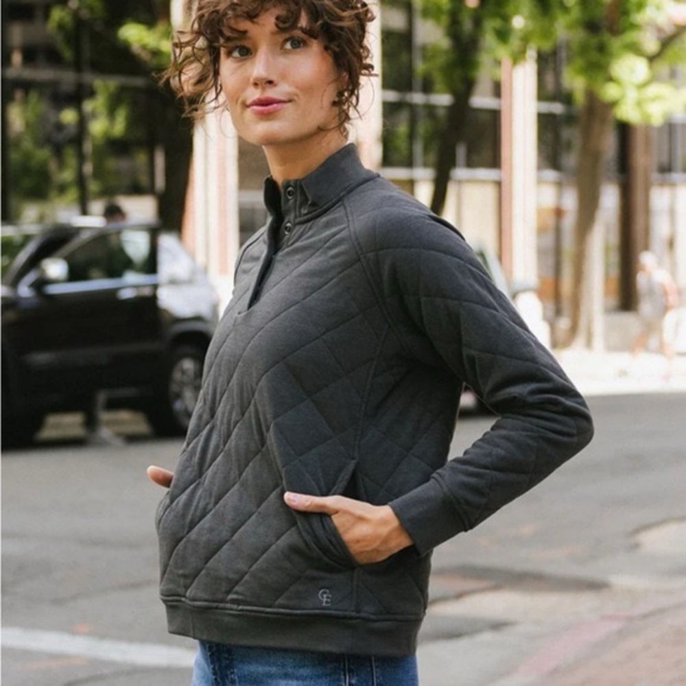 Cozy Earth Brushed Bamboo Quilted Snap Pullover may blue size XS
